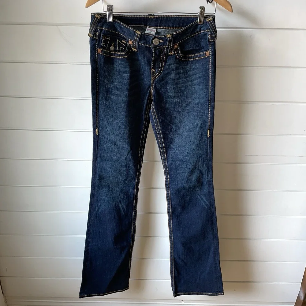 True Religion MADE IN USA Becky Big‎ T Dark Wash Blue Jeans Excellent Size: 29